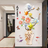 6 Types Decorative Chinese Style Vintage Vase Wall Sticker Lotus Flower Fish Decoration Art Removable Living Room Background Home Decor