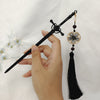 New Chinese Punk Ruby Pendant Sword Hairpin Fashion Simple Modern Headdress Back of The Head Pan Hair Ornament