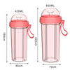 420/600ml Double-tube Opening Design Travel Creative Water Bottle Drinking Cup