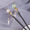 Women Hair Jewelry Glass Glazed Flower Chinese Hairpin Ethnic Hair Stick Stone Tassel Girls Accessories Gift