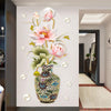 6 Types Decorative Chinese Style Vintage Vase Wall Sticker Lotus Flower Fish Decoration Art Removable Living Room Background Home Decor